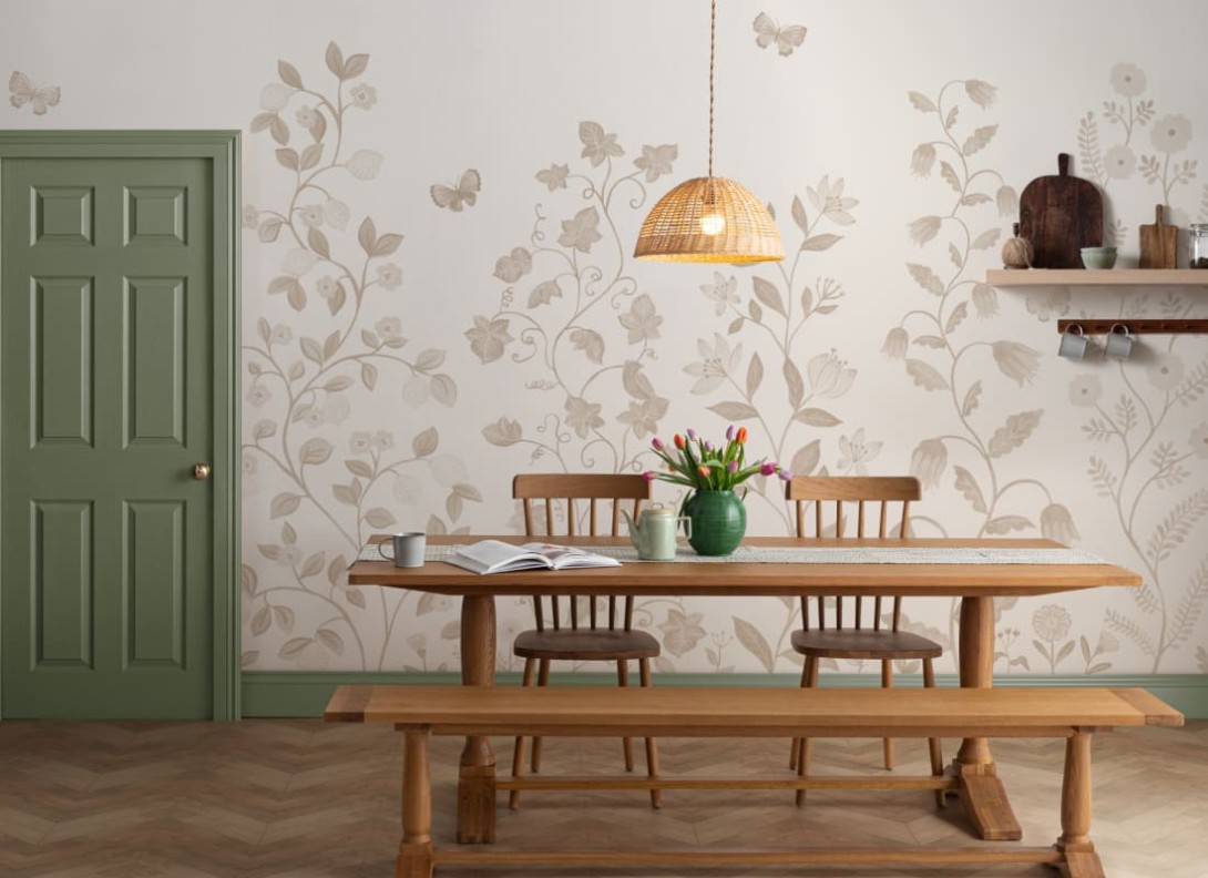 Hovia FL0440NE07W Rosetree Neutral - mural w kwiaty i motyle