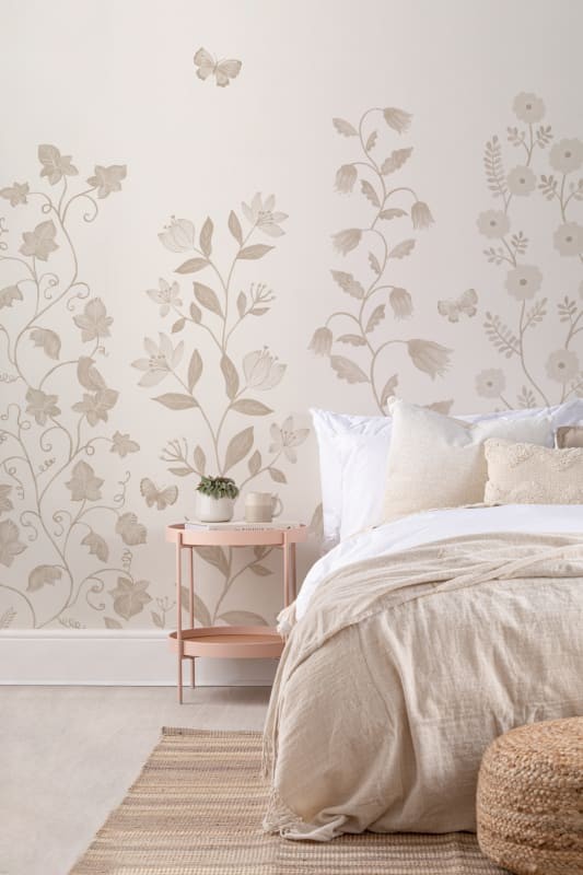Hovia FL0440NE07W Rosetree Neutral - mural w kwiaty i motyle