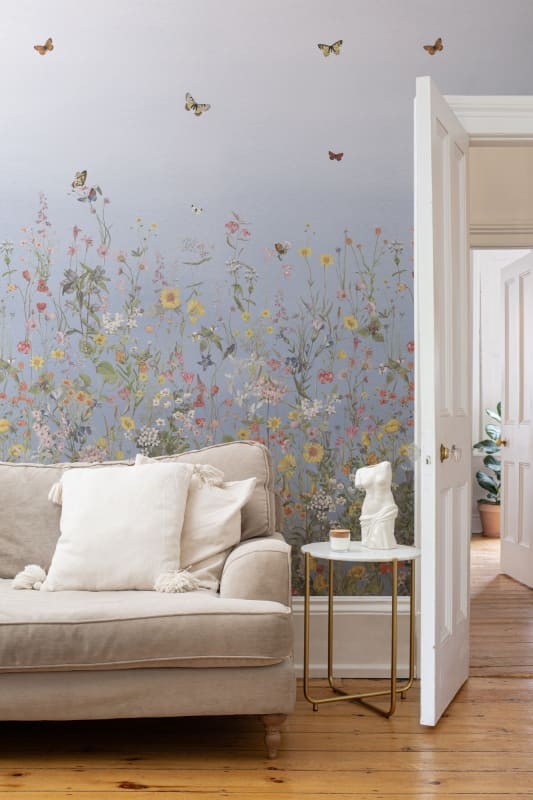 Hovia FL0605BU03W Wildspell Blue - mural w polne kwiaty