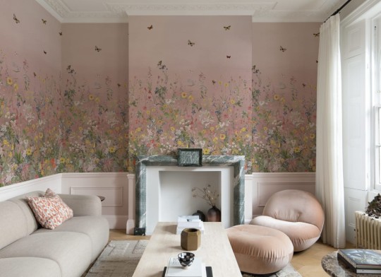 Hovia FL0606PI03W Wildspell Pink - mural w polne kwiaty