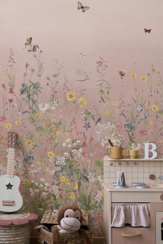 Hovia FL0606PI03W Wildspell Pink - mural w polne kwiaty