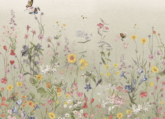 Hovia FL0607GR03W Wildspell Green - mural w polne kwiaty