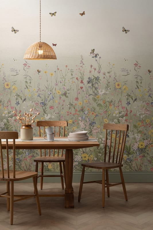 Hovia FL0607GR03W Wildspell Green - mural w polne kwiaty