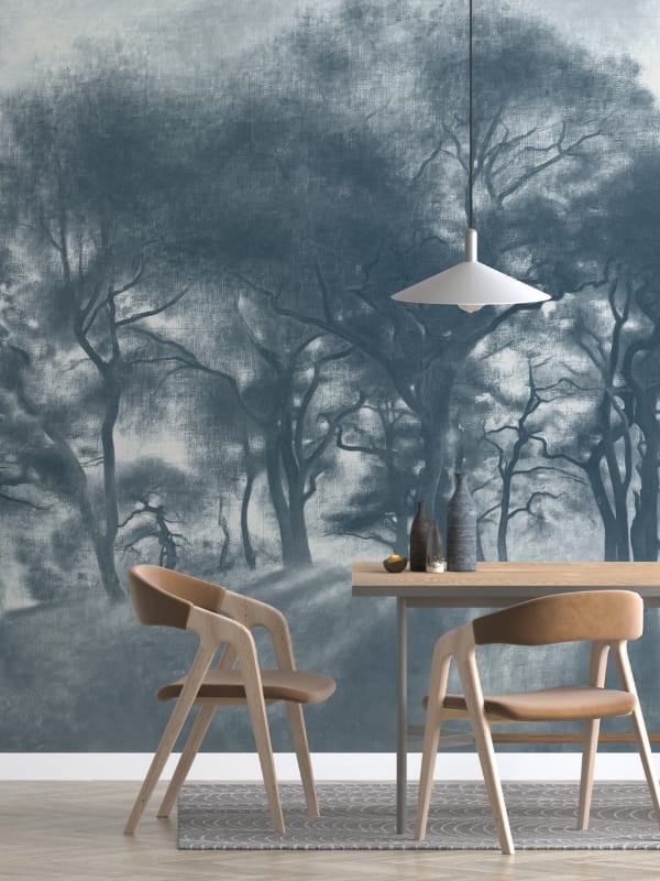 Hovia FO0512BU07W Smokey Forest Blue - mural w leśny pejzaż