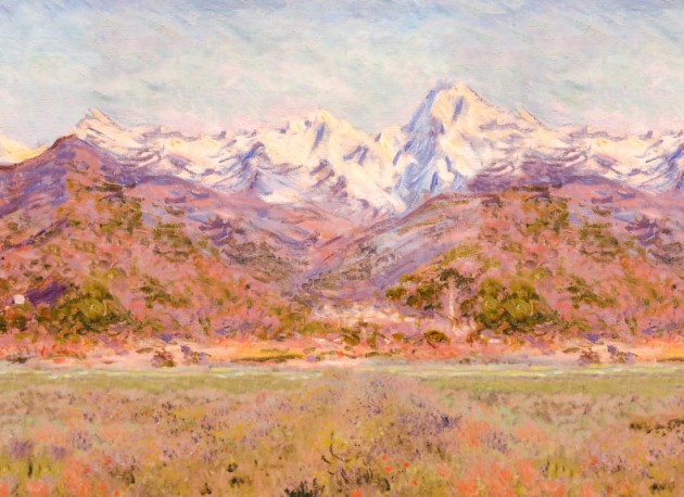 Hovia LA0393PI07W Glade Pink - mural w alpejski krajobraz