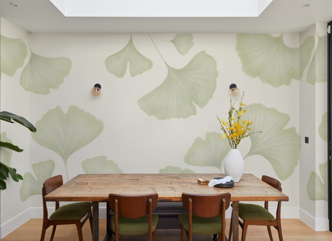 Hovia LE0595GR06W Ginkgo Green - mural w duże liście miłorzębu japońskiego