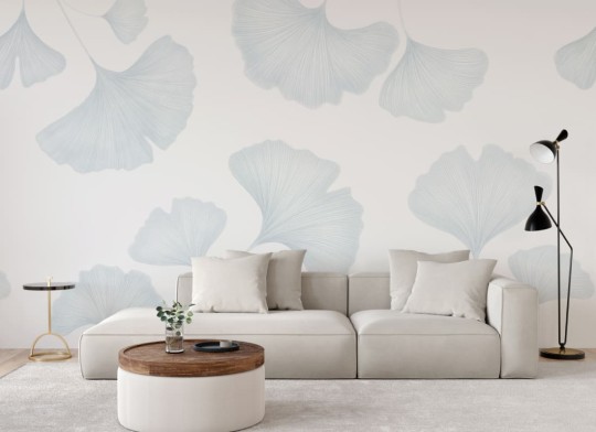 Hovia LE0596BU06W Ginkgo Blue - mural w duże liście miłorzębu japońskiego