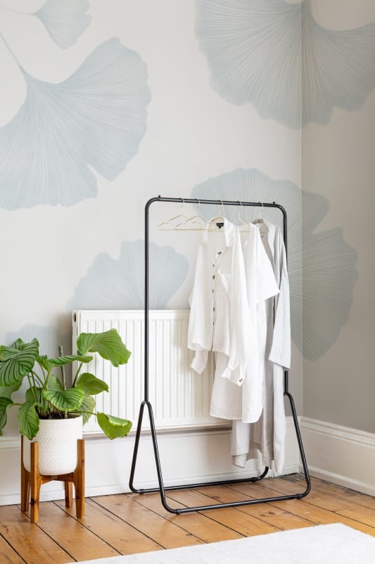 Hovia LE0596BU06W Ginkgo Blue - mural w duże liście miłorzębu japońskiego