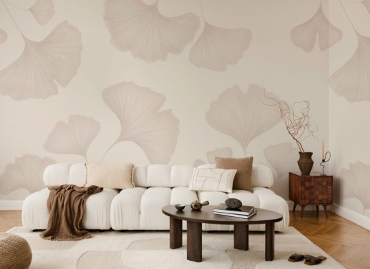 Hovia LE0597NE06W Ginkgo Neutral - mural w duże liście miłorzębu japońskiego