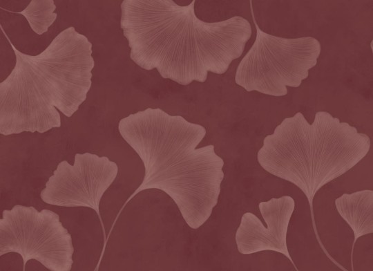 Hovia LE0598PI06W Ginkgo Mauve - mural w duże liście miłorzębu japońskiego