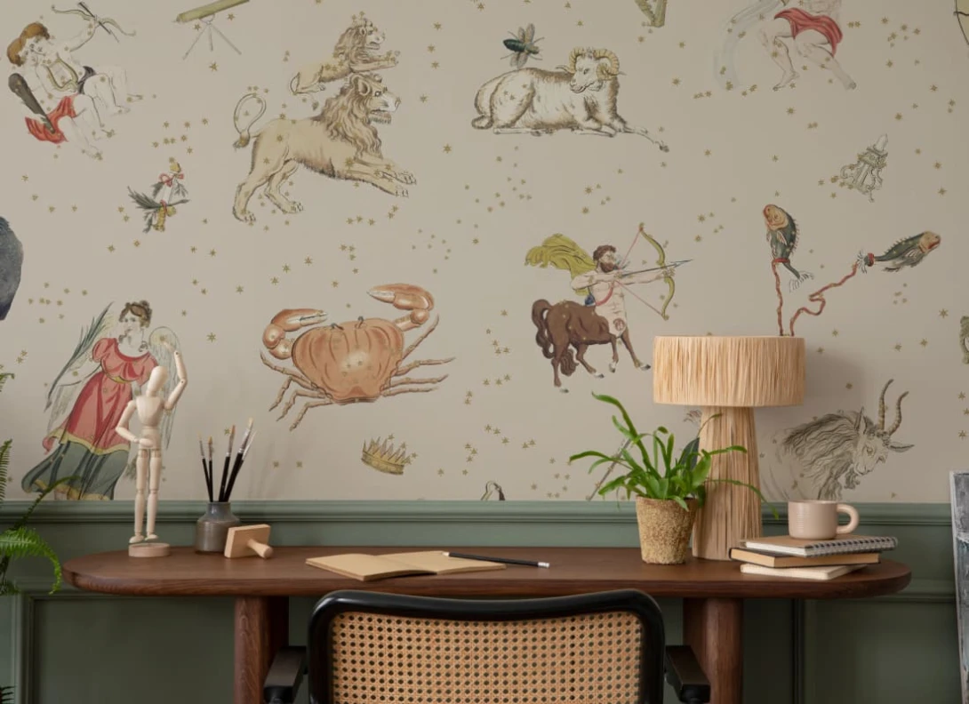 Hovia VT5493BE03W Astrology Beige - mural w astrologiczny motyw