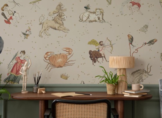 Hovia VT5493BE03W Astrology Beige - mural w astrologiczny motyw