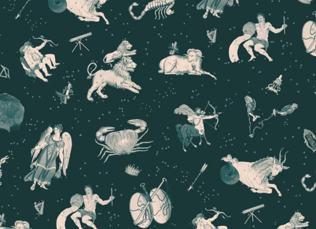 Hovia VT5496GR03W Astrology Teal - mural w astrologiczny motyw