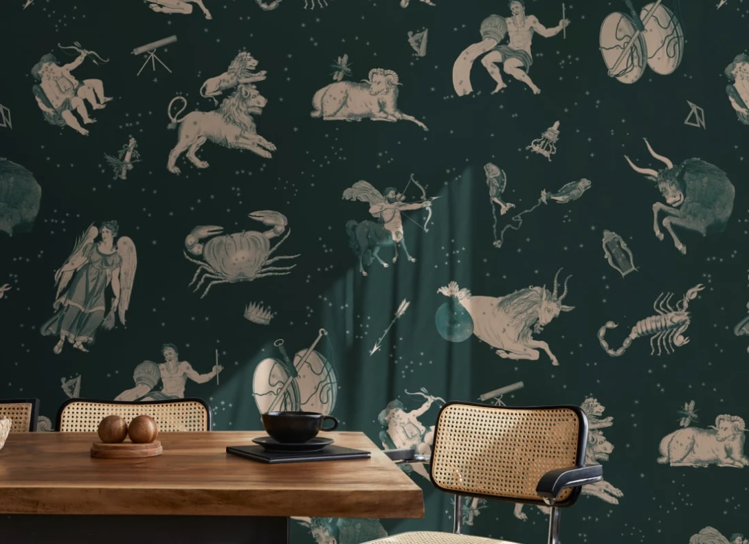 Hovia VT5496GR03W Astrology Teal - mural w astrologiczny motyw