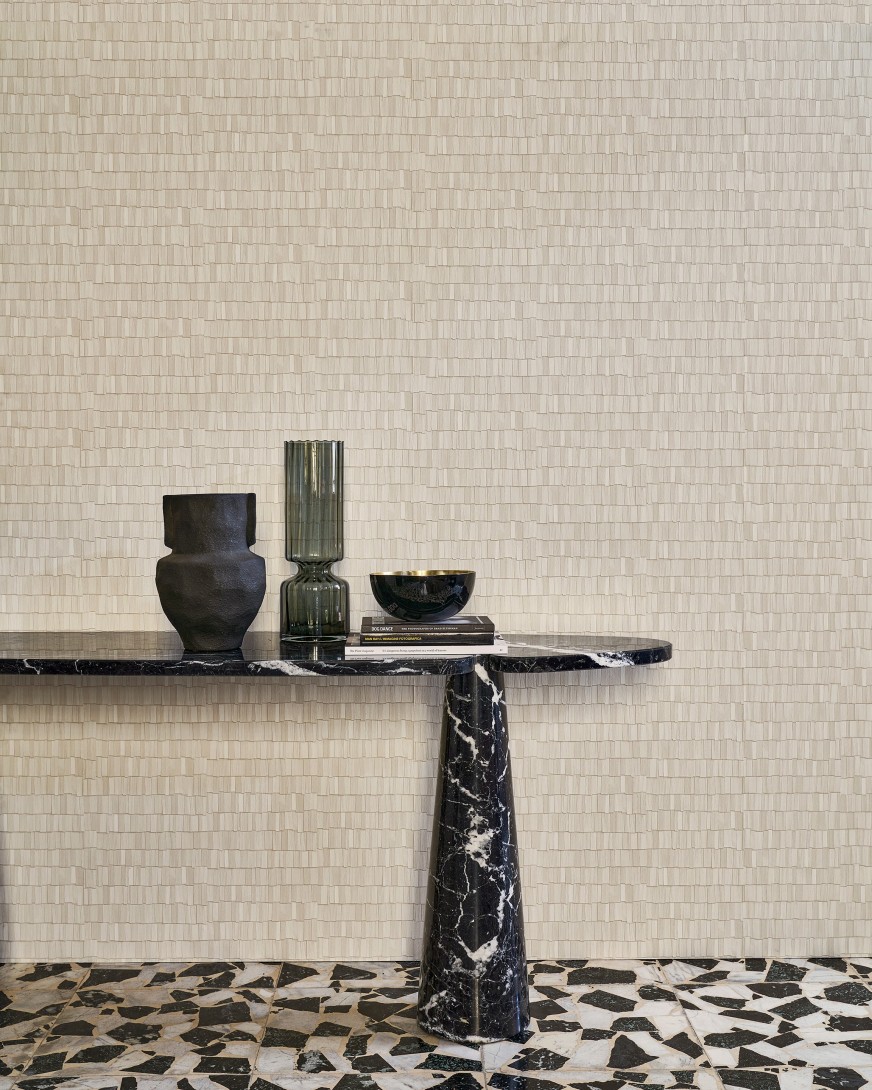 Wall&Deco 25110EWC Essential Tavillon – tapeta geometryczna imitująca drewniane gonty