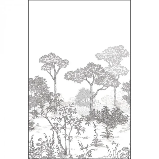 Caselio 106690904 Art of Botany Arboretum L Noir blanc – mural w naszkicowany las