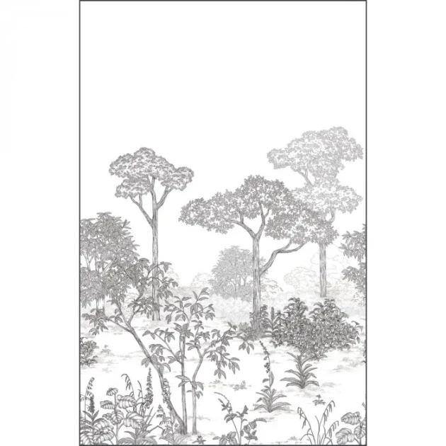 Caselio 106690905 Art of Botany Arboretum S Noir blanc – mural w naszkicowany las