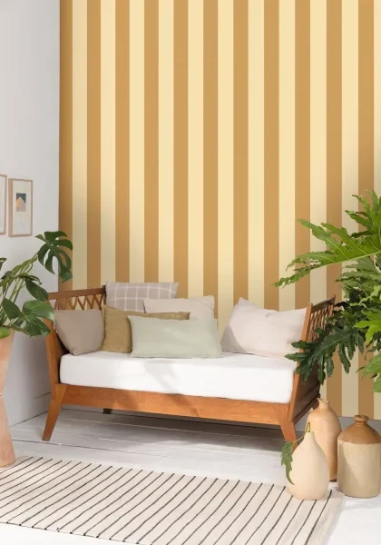 Caselio 104047267 Line Up Linen Lines Kaki – tapeta w paski z efektem tekstylnym