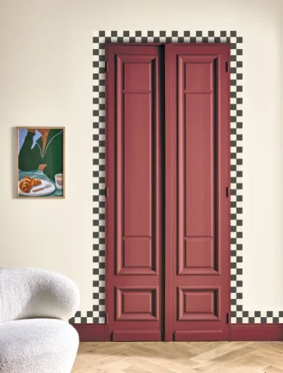 Caselio 106797098 Line Up Checks Vert Amande – border w kratkę