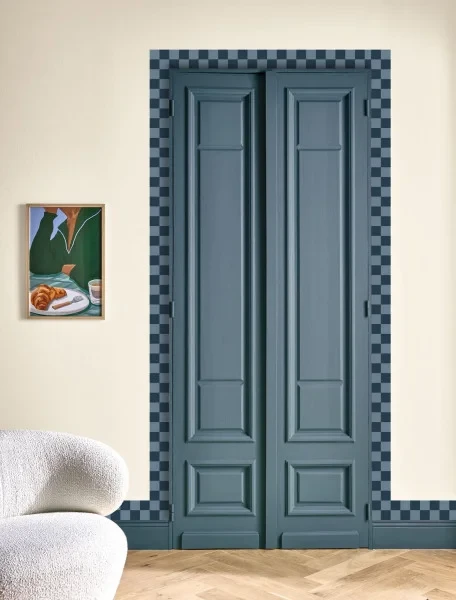 Caselio 106797098 Line Up Checks Vert Amande – border w kratkę