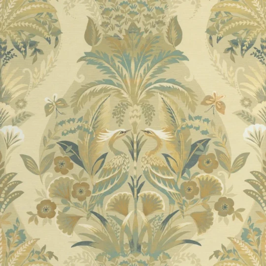 Casadeco 201227293 Heritage Whisper Pistache – tapeta egzotyczne ornamenty