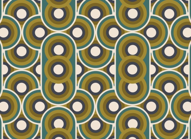 Hovia GE5109GR03R Kitsch Green - tapeta w retro wzór geometryczny