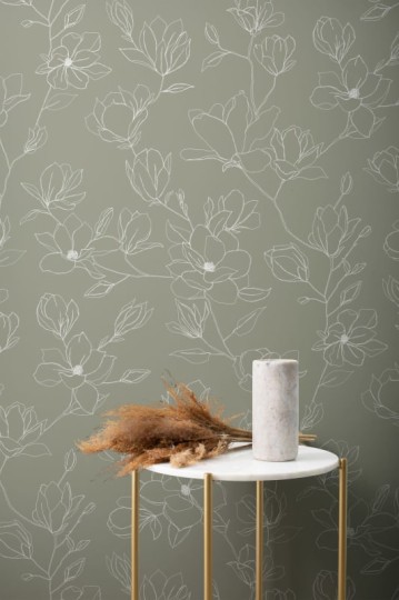 Hovia FL5040GR04R April Green - tapeta w minimalistyczne kwiaty wiśni