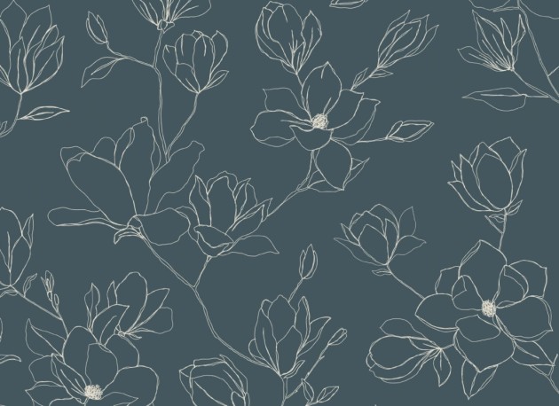 Hovia FL5041BU04R April Teal - tapeta w minimalistyczne kwiaty wiśni
