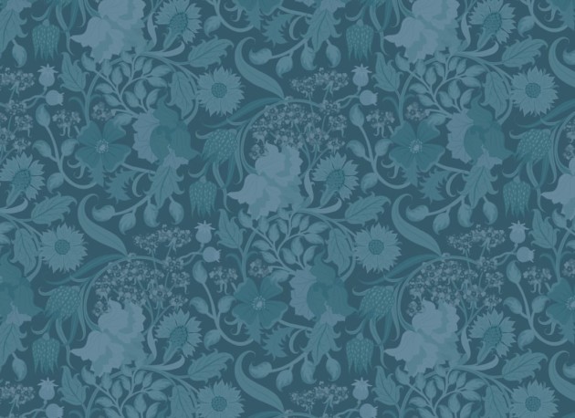 Hovia FL5326BU03R Tansy Teal - tapeta w roślinny motyw w stylu vintage