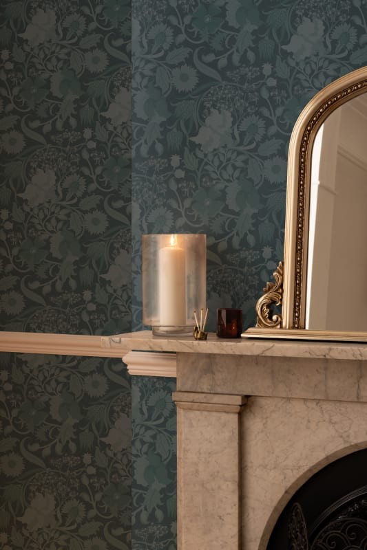 Hovia FL5326BU03R Tansy Teal - tapeta w roślinny motyw w stylu vintage