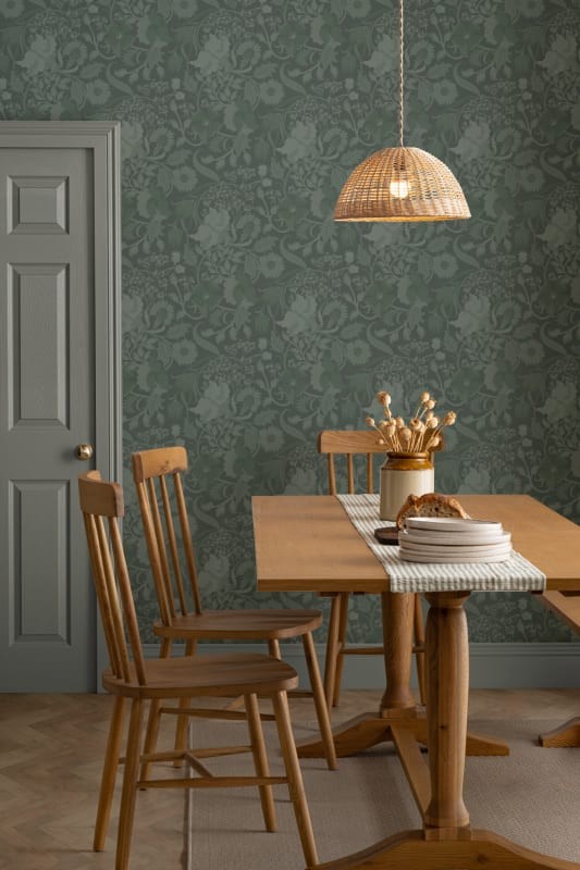 Hovia FL5456GR03R Tansy Emerald - tapeta w roślinny motyw w stylu vintage