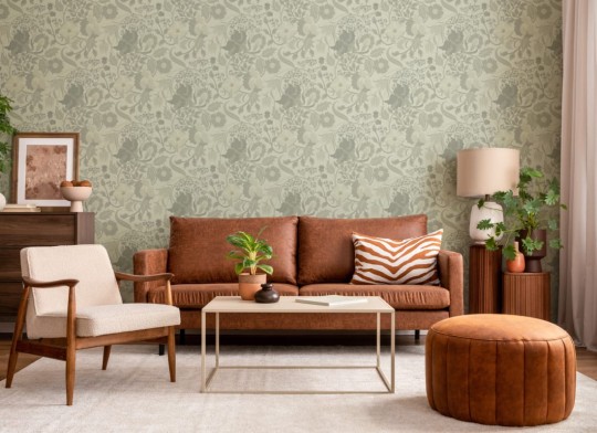 Hovia FL5458GR03R Tansy Green - tapeta w roślinny motyw w stylu vintage