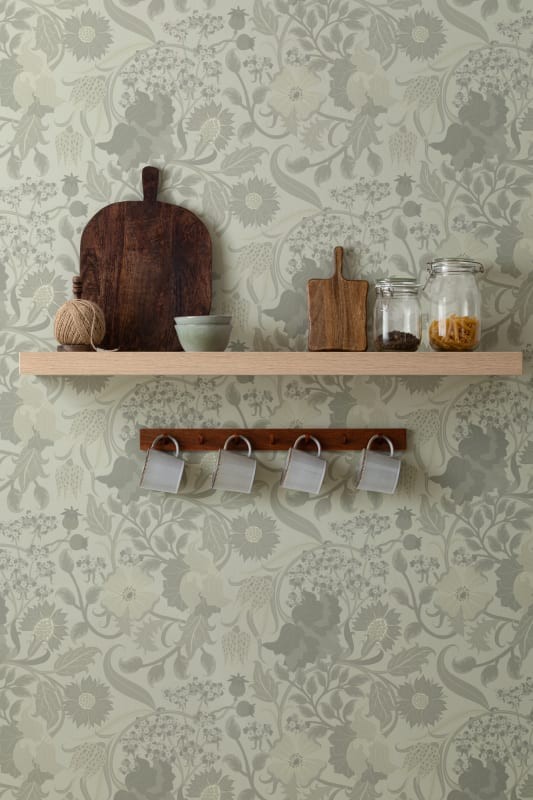 Hovia FL5458GR03R Tansy Green - tapeta w roślinny motyw w stylu vintage