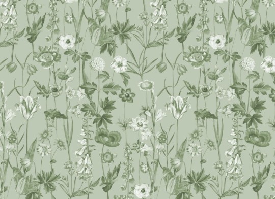 Hovia FL5258GR03R Posie Green - tapeta w polne kwiaty