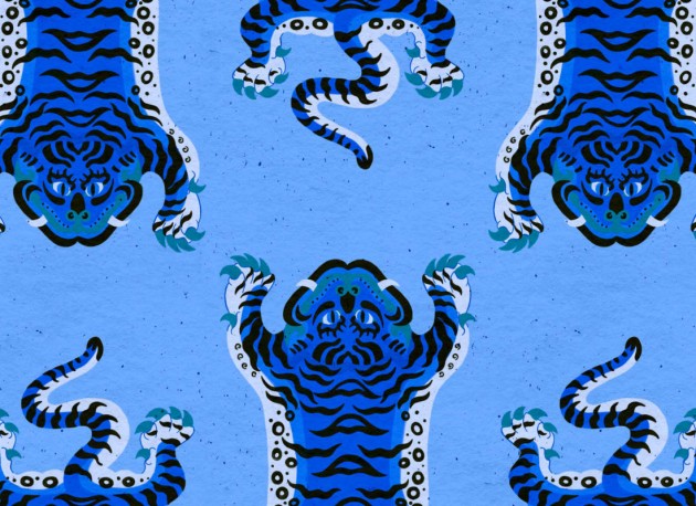 Hovia AN5015BU03R Tibetan Blue - tapeta w tygrysa tybetańskiego