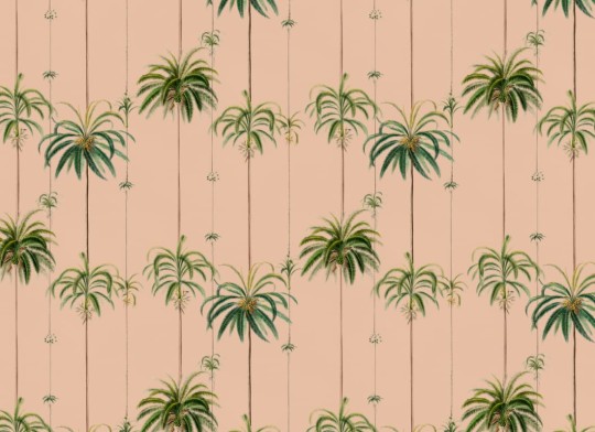 Hovia TR5619PI04R Queen Palm Peach - tapeta w palmy i paski