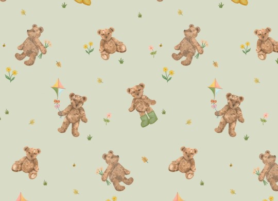 Hovia CH5636GR07R Teddy Sage - tapeta dla dzieci w pluszowe misie