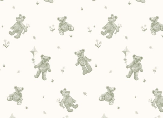 Hovia CH5637GR07R Teddy Green - tapeta dla dzieci w pluszowe misie
