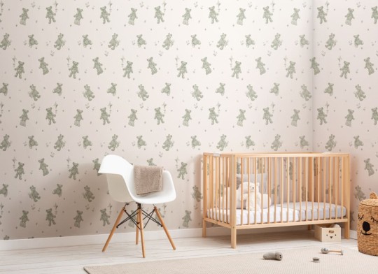 Hovia CH5637GR07R Teddy Green - tapeta dla dzieci w pluszowe misie