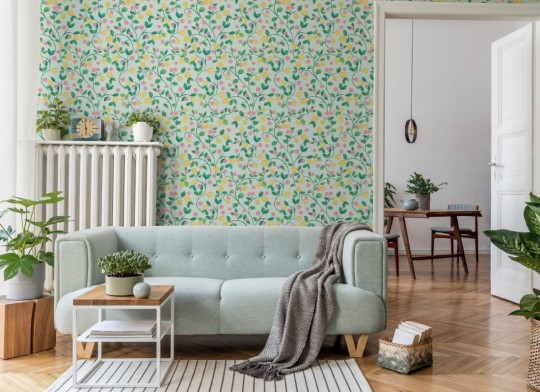 Hovia FR5484BU07R Little Lemon Blue - tapeta w cytryny i liście