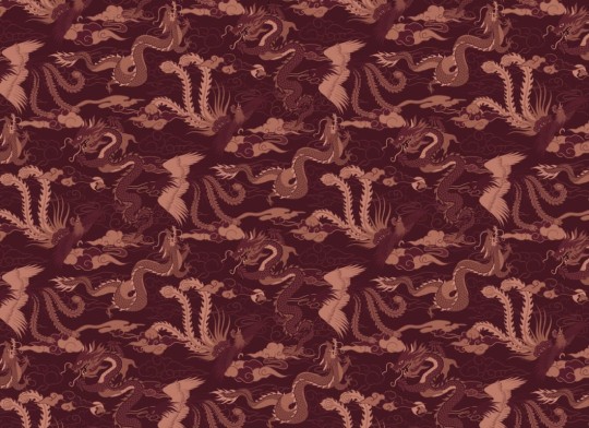 Hovia MX5571RE06R Imperial Red - tapeta w chińskie smoki