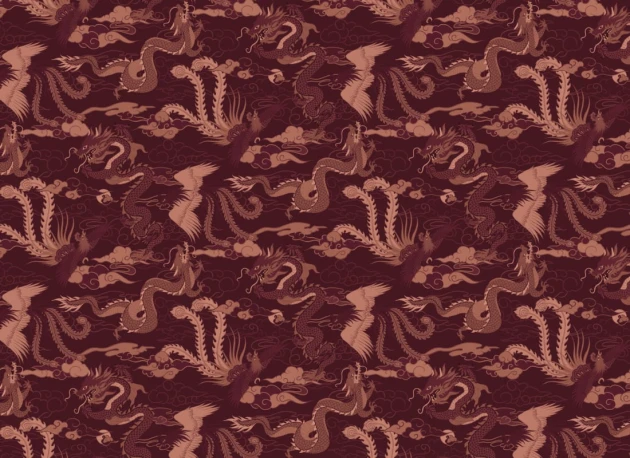 Hovia MX5571RE06R Imperial Red - tapeta w chińskie smoki