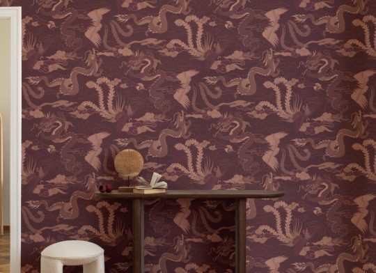 Hovia MX5571RE06R Imperial Red - tapeta w chińskie smoki