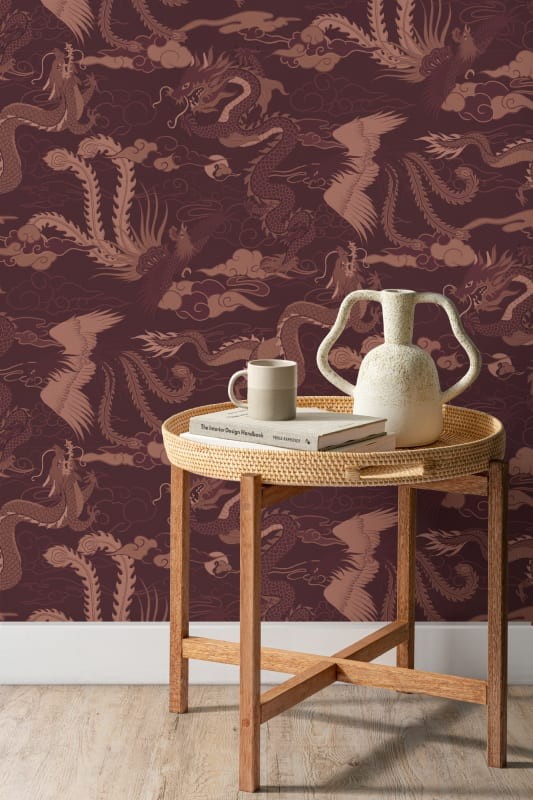 Hovia MX5571RE06R Imperial Red - tapeta w chińskie smoki