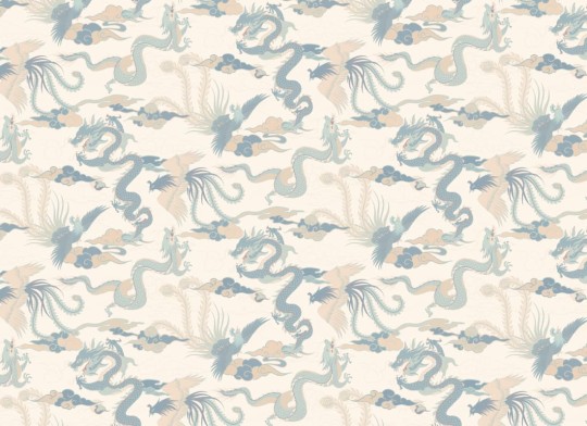Hovia MX5573BU06R Imperial Blue - tapeta w chińskie smoki