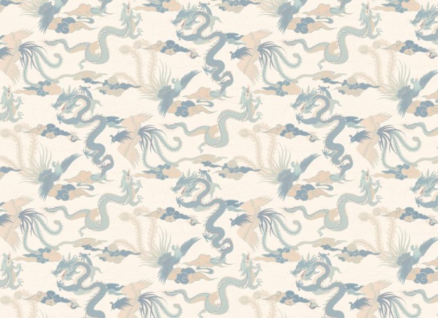 Hovia MX5573BU06R Imperial Blue - tapeta w chińskie smoki
