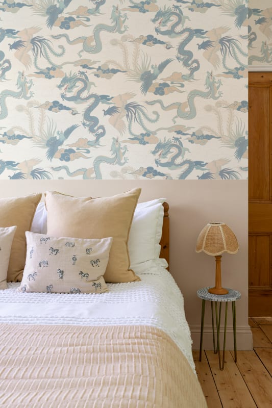 Hovia MX5573BU06R Imperial Blue - tapeta w chińskie smoki