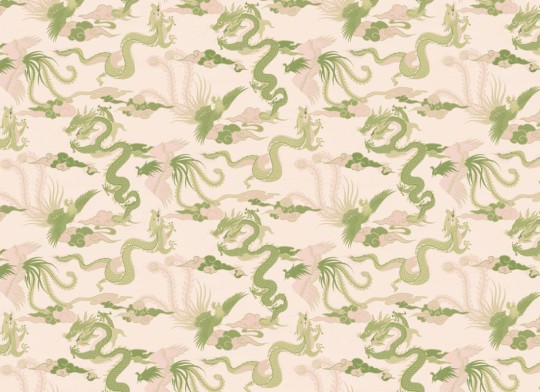 Hovia MX5574PA06R Imperial Green - tapeta w chińskie smoki