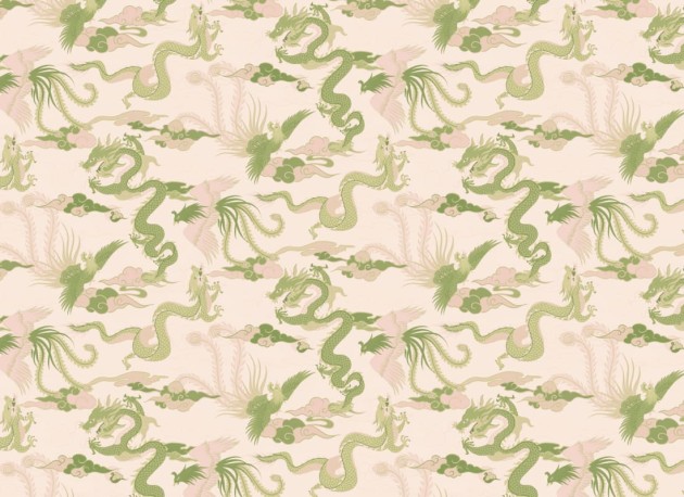 Hovia MX5574PA06R Imperial Green - tapeta w chińskie smoki