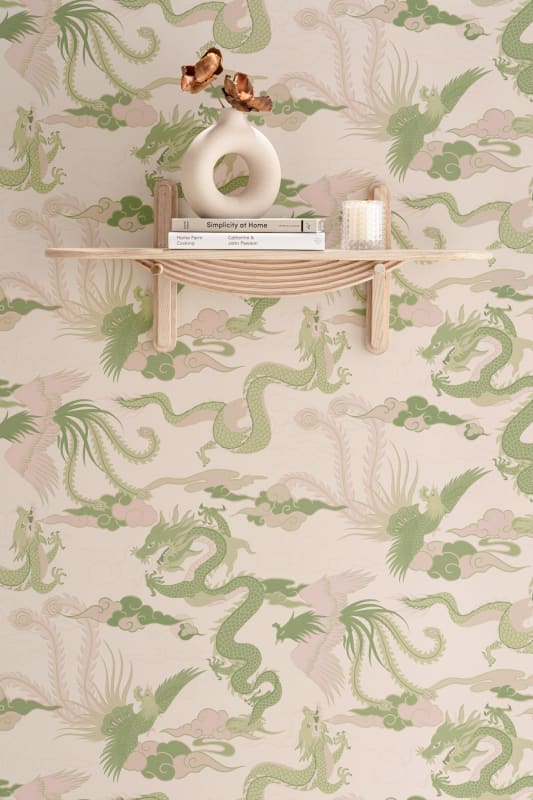 Hovia MX5574PA06R Imperial Green - tapeta w chińskie smoki